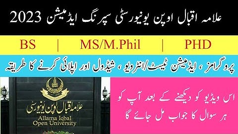 Complete Information About Allama Iqbal Open University Spring Admission 2023 | AIOU How to Apply