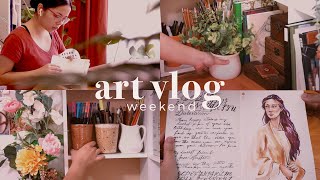 weekend art vlog | trying to be as productive with art and sewing
