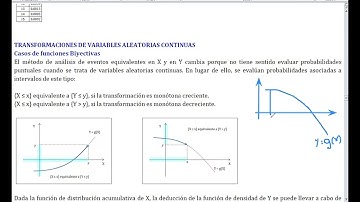 Transformación de Variables Aleatorias (cont.); Parte 1