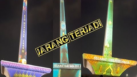 Tugu Monas ada vidionya⁉️ Moment langka Video Mapping Tugu Monas di waktu liburan Idul Fitri 1444 H