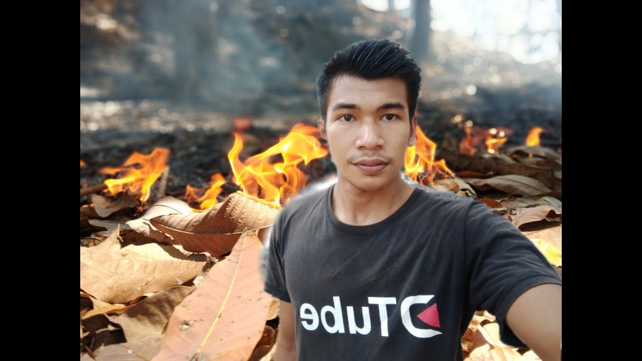 Keindahan saat membakar lahan kebun karet - YouTube