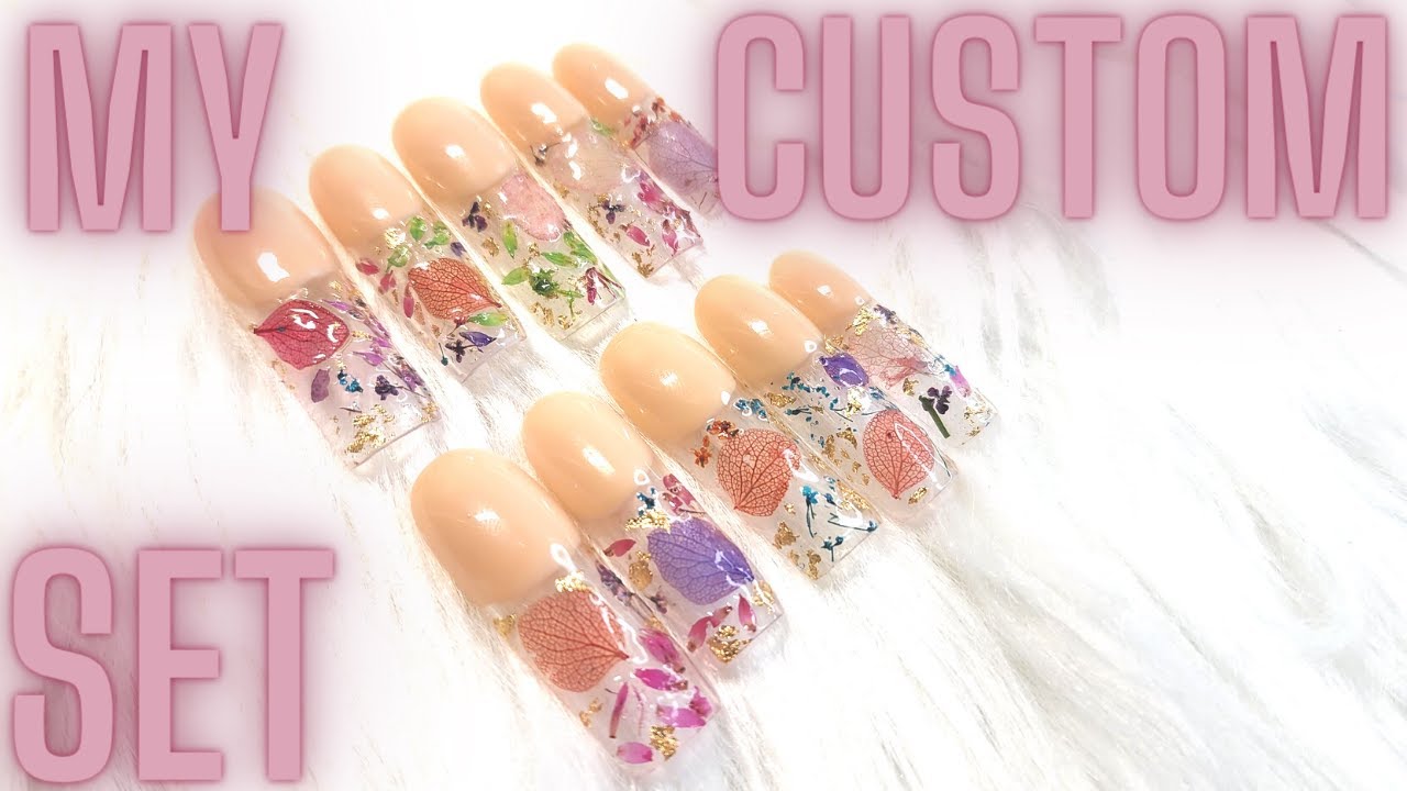 Watch Me Do My Press On Nails Glass Flower Nails DIY YouTube