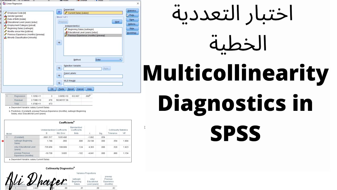 Multicollinearity Diagnostics in SPSS اختبار التعددية الخطية - YouTube