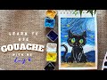 ASMR Gouache Cat painting 🍃 🐈✨/Beginner Friendly 🍃/ Day 6 / Easy Gouache