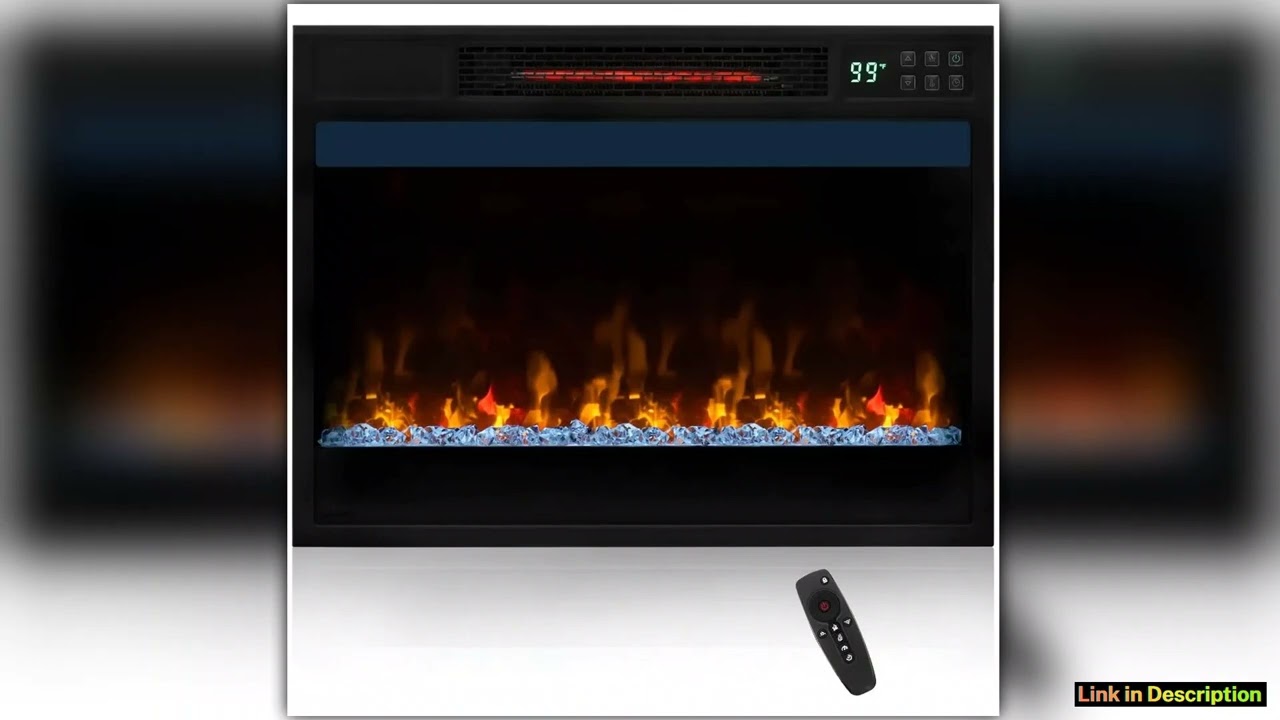 23Inch Infrared Quartz Electric Fireplace Insert with Remote Control 1500W Recessed Fireplace Heate