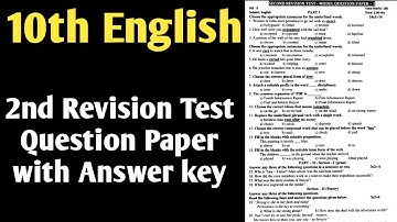 10th|English|2nd|Revision|Test|Question|Paper|2022|With|Answer|Key|Vincent Maths|