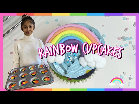 how to bake RAINBOW CUPCAKES quarantine baking | bakes by amal