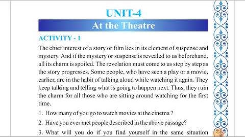 At the Theatre | Class 8 English Unit 4 Explanation in Hindi #gbse