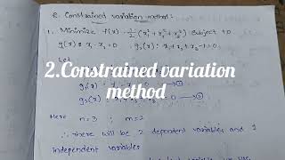 Multi variable optimization with equality constraints || constraints variation method || part 2