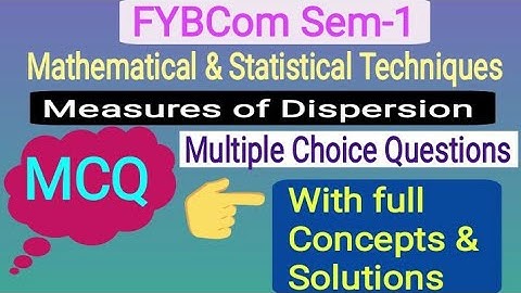 #4 MCQ | FYBCom (Sem-1)| Statistics | Measures of Dispersion by Ramesh Sir