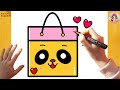 How to Draw a Cute Panda Shopping Bag Easy | Kawaii Tote Bag Drawing Step by Step ????️????✨