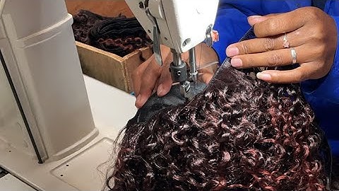 用高头缝纫机制作假发头套。化纤丝假发制作。假发技能。（57）