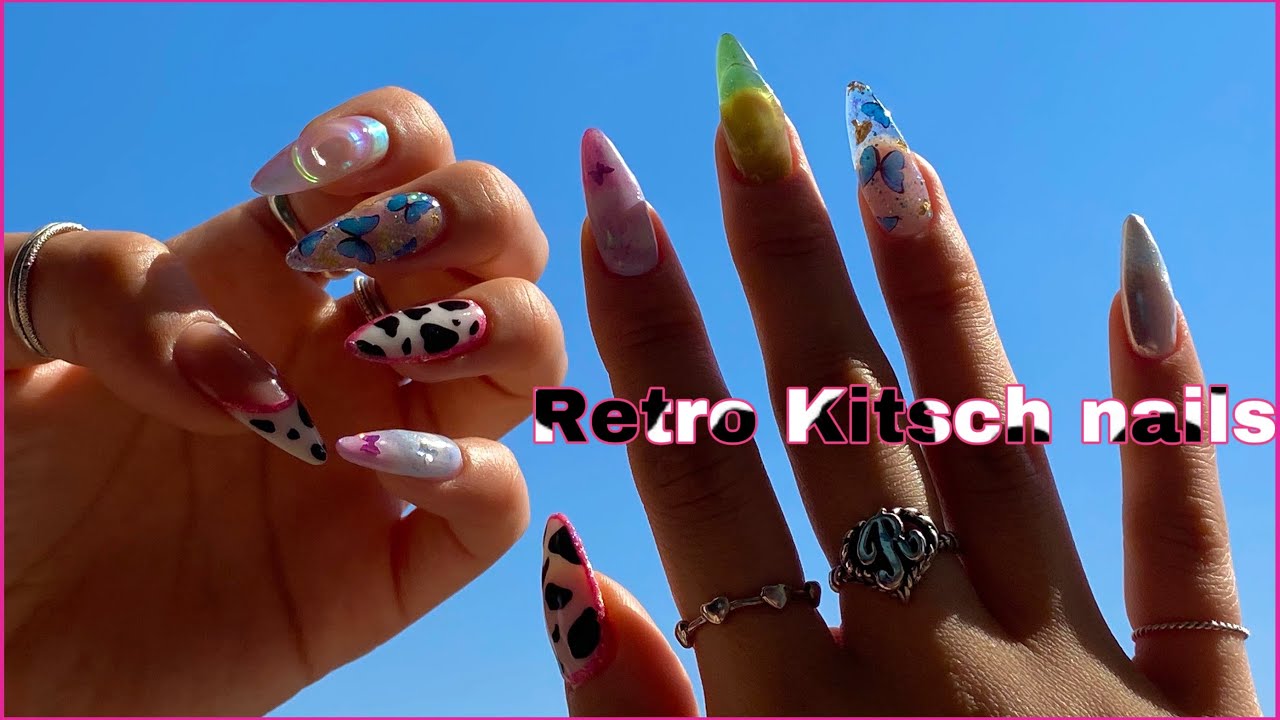(ENG)키치한 네일이 하고싶다면 얼른 클릭💕 요즘유행하는 네일 싹 넣은 레트로네일🦋 분량조절 대실패 ASMR