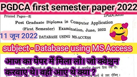 PGDCA 1st semester, Database using MS access #11_June_2022_paper full solution#r2studyteam