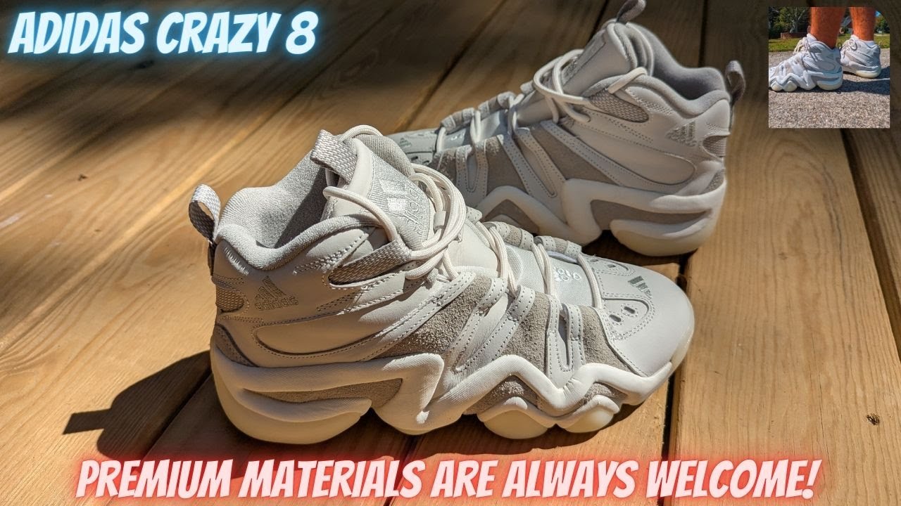 Adidas Crazy 8 - White And Sesame Mid - Great Materials! - YouTube