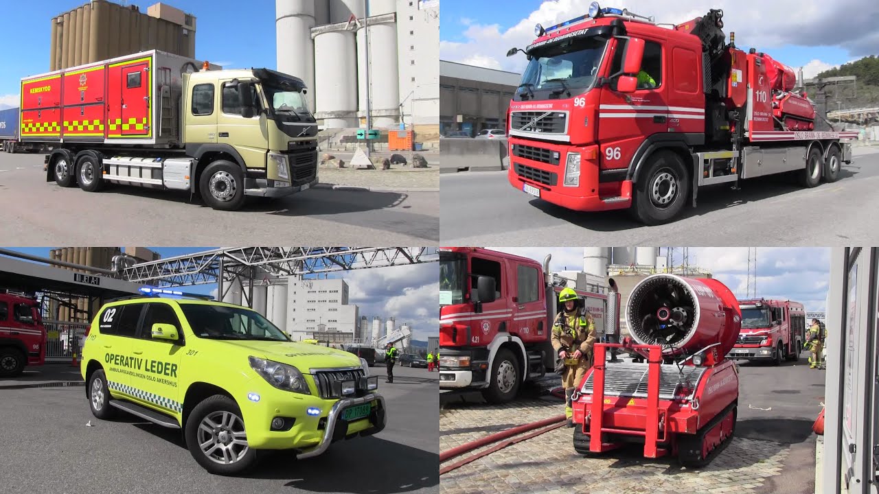 Gigantische Übung Explosion + Großbrand Öltanklager in Oslo: Großalarm Feuerwehren + Rettungsdienste