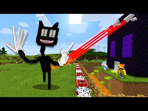 카툰캣 <strong>VS</strong> 최강보안 집 [ 몬스터 막기 ] Cartoon <strong>Cat</strong>&amp;#39;s Home Attack in minecraft