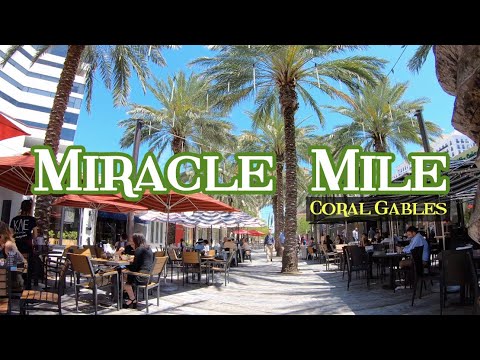 Coral Gables Miracle Mile Miami Florida Walk Tour 4k