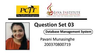 DBMS | Question Set 03 | Java Institute | Pavani Munasinghe