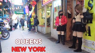 Walking Roosevelt Avenue Queens New York | Street Vendors \& Red-light district