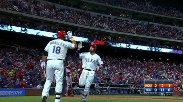 HOU@TEX: Lucroy lines a solo home run to left