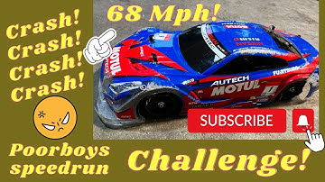 Tamiya TT-02 Rc Car, 68 Mph pass! Bonus crashes #rc #rccar #speedrun #fast #tamiya @poorboysrc