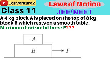 A 4 kg block A is placed on the top of 8 kg block B which rests on a smooth table. A just slips on B