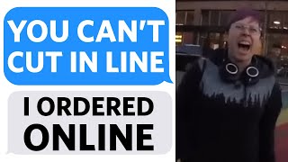 Karen ATTACKS ME for grabbing my MOBILE ORDER at STARBUCKS, claiming that I'm CUTTING LINE