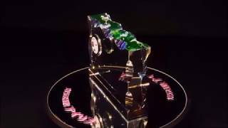 クリスタル楯（盾）卓上型　T-16S（波型・長方形　小）