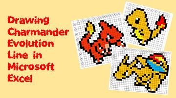 Drawing Charmander Evolution Line in MicroSoft Excel/ Pokemon Pixel Art/ Your favorite five lizard