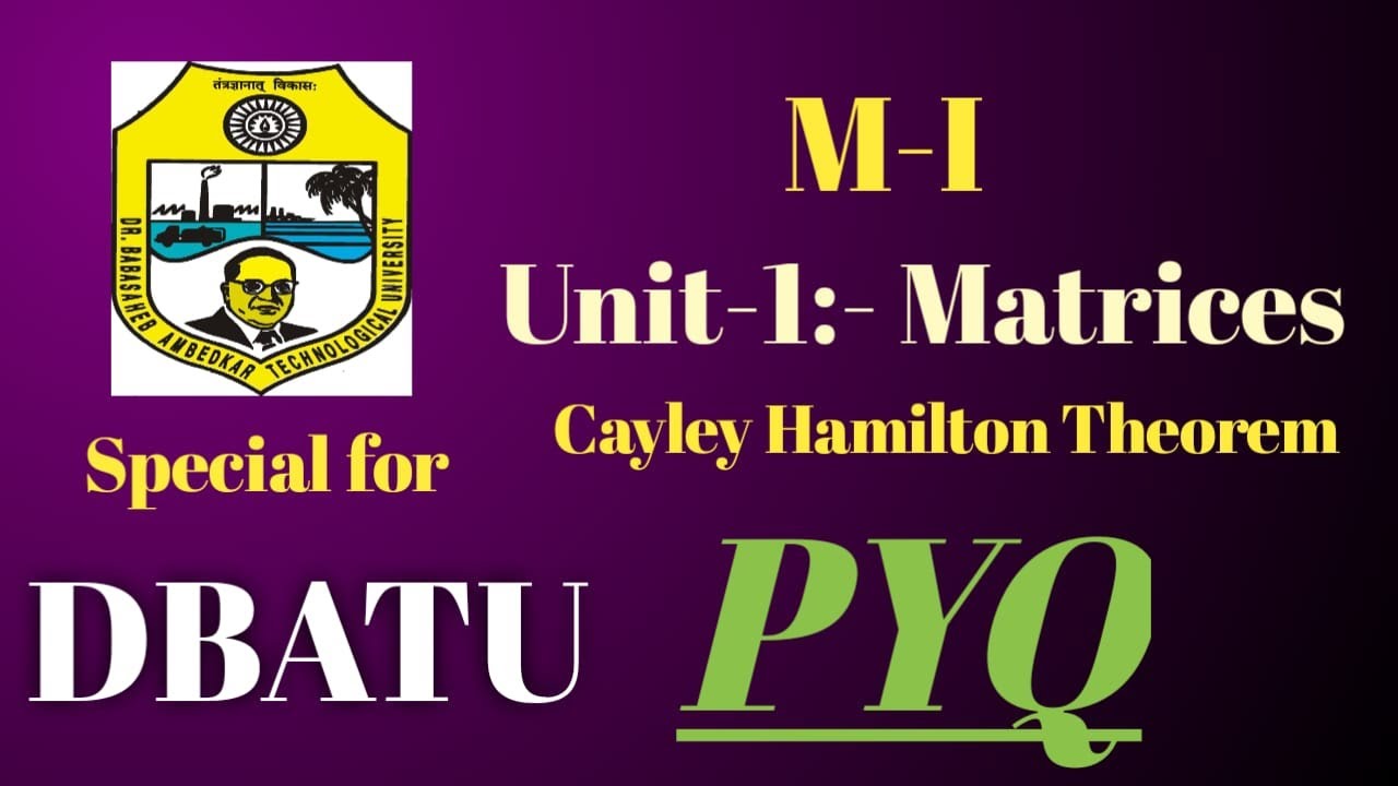 Matrices Cayley Hamilton Theorem PYQ Apna Maths Wala Thakur Sir