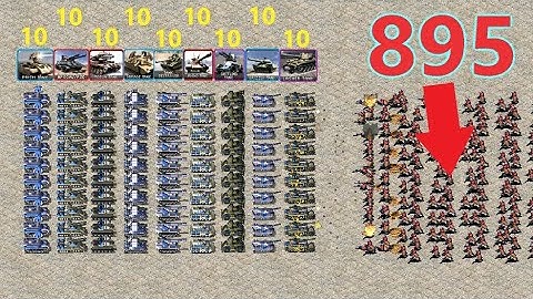 10 of All Tanks vs Conscripts - Same Cost - Red Alert 2