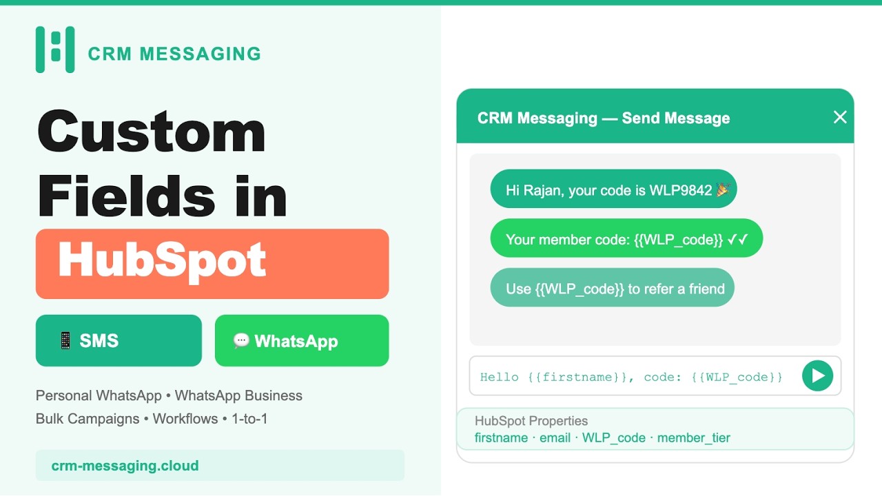 How to Use Custom HubSpot Properties in SMS & WhatsApp Messages | CRM ...