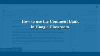 How to use the Comment Bank in Google Classroom
