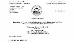 November 16, 2017 Open Source Voting System Technical Advisory Committee (audio only)