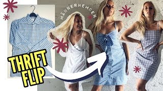 3 Kleider aus Herrenhemden nähen | 3 Methoden! (Reformation Cami Dress THRIFT FLIP)