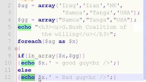 PHP foreach, in_array 8c