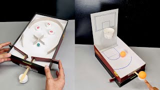 How to Make Cardboard Basketball Game & Pinball Game from Shoe Box Easy