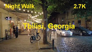 Night Walk in Tbilisi, Georgia . K.Afkhazi Street, July 2023.