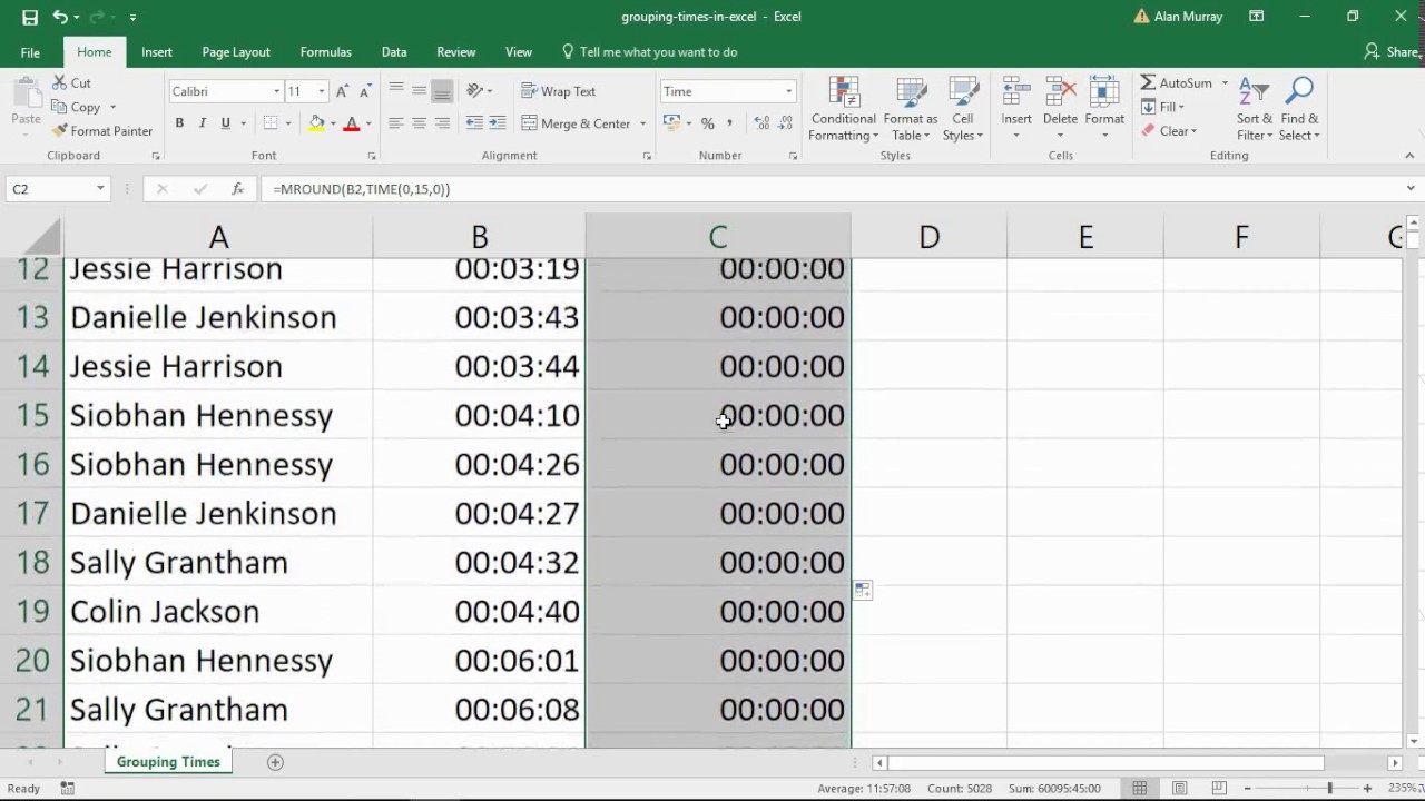 Timesheet Rounding Chart