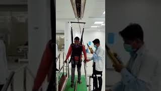 Stroke patient walking with harness Gait training |Pusher syndrome Patient walking training