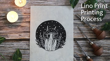 Mushroom Linocut| Block Printing| Printmaking| Iceandsea