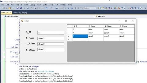 Get Selected Row Values From DataGridView Into TextBox In VB.NET in Hindi | VB.NET With SQL Table
