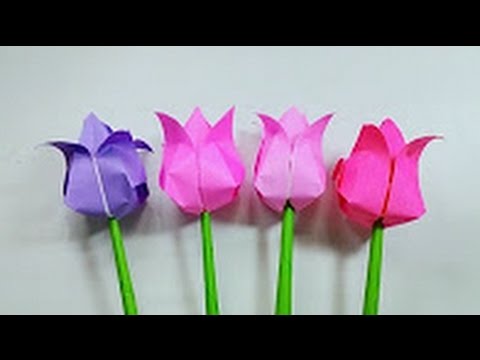 Origami Flower - How to fold Origami Tulip Flower - YouTube