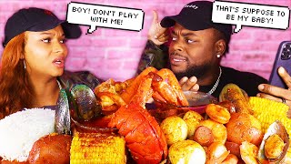 GETTING MAD MY EX IS PREGNANT PRANK ON MY WIFE + SEAFOOD BOIL MUKBANG | QUEEN BEAST \& BEAST MODE