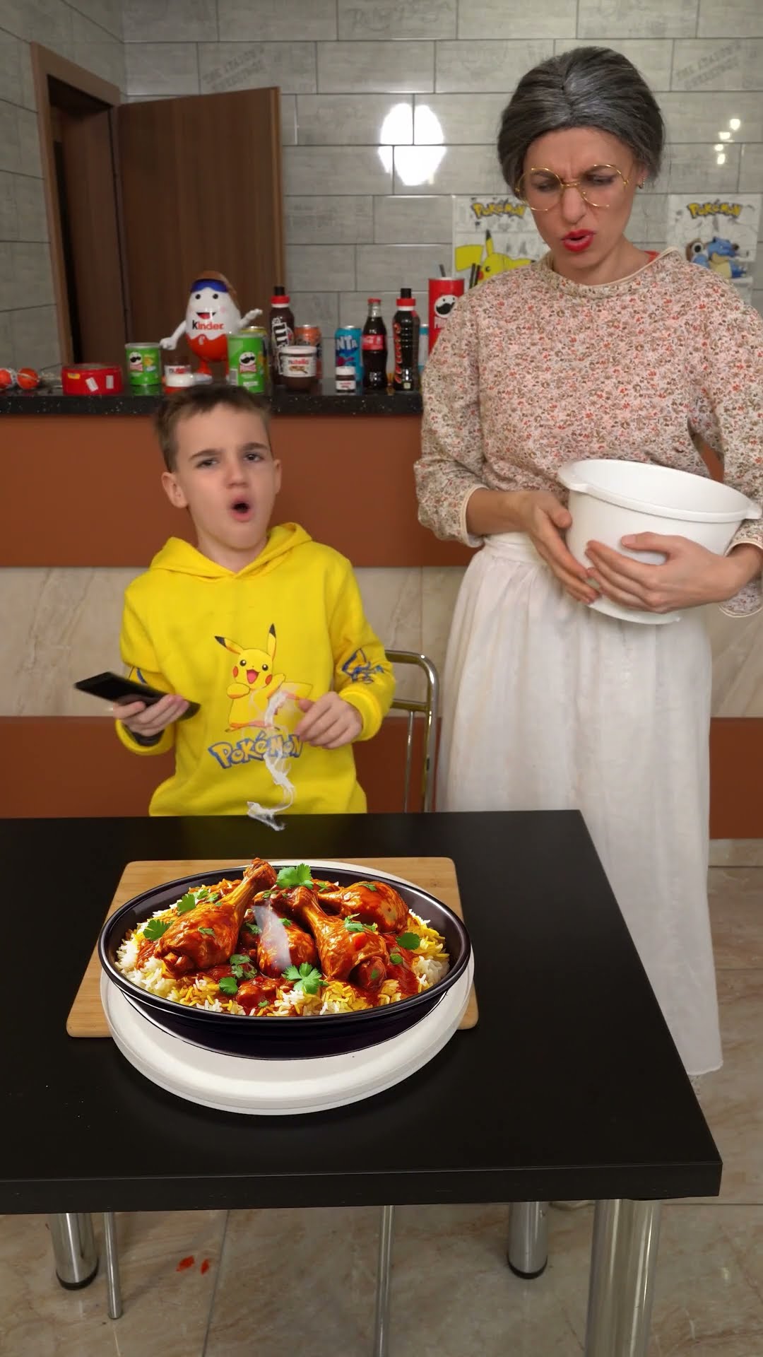 Remote that changes regular food into sweets