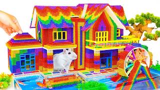 ASMR Video - Building The BEST Minecraft Mansion Has Rainbow Heart And Fish Pond From Magnet Balls