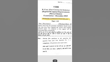 Business communication SKILLS -I 2023 B.COM (Pass course)  ist sem question paper. #mdu