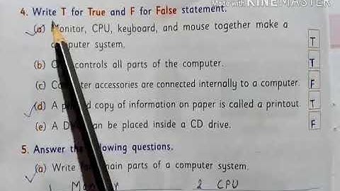 Write T for true and F for false statement.