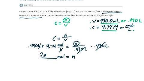 ALEKS - Using molarity to find solute mass and solution volume - Example 1